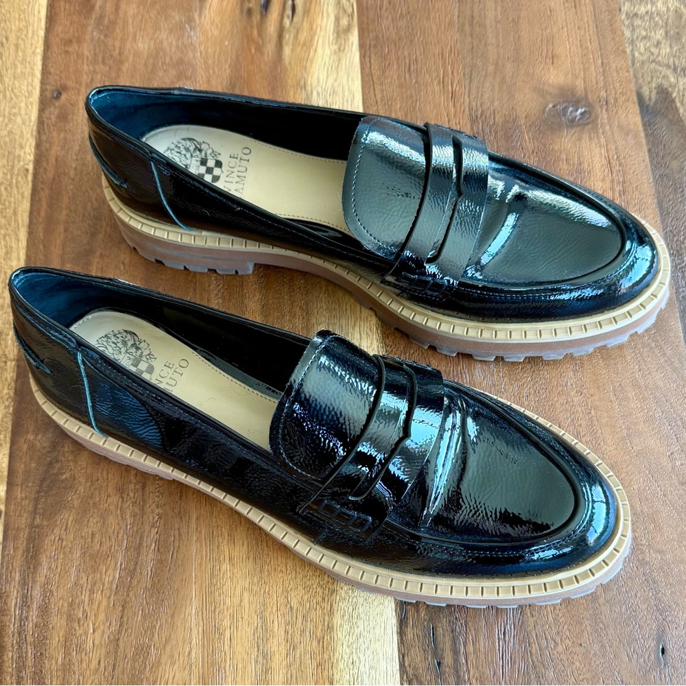 Vince Camuto Black Chunky Loafers with Platform Sole